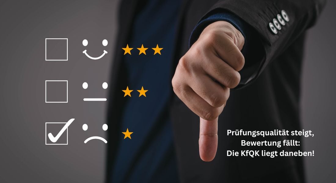 Beitragsgrafik zum wp.weekly vom 28.11.2025: Betreibt die KfQK mit ihren derzeitigen Statistiken und Tätigkeitsberichten WP-Prüfer-Bashing von Kollegen aus KMU-Praxen anstatt Fehlerkultur? Und warum werden Mängel bei den 16 großen WP-Gesellschaften (Big4 & Next-12) kaum benannt? Ein Bericht von Frank Marheinecke, Vorwort von Helmut Paulduro. Beitragsbild zum wp.weekly vom 28.11.2025: Betreibt die KfQK mit ihren derzeitigen Statistiken und Tätigkeitsberichten WP-Prüfer-Bashing von Kollegen aus KMU-Praxen anstatt Fehlerkultur? Und warum werden Mängel bei den 16 großen WP-Gesellschaften (Big4 & Next-12) kaum benannt? Ein Bericht von Frank Marheinecke, Vorwort von Helmut Paulduro.