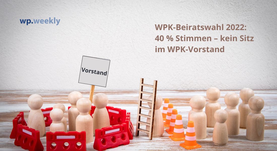 Beitragsgrafik zum wp.weekly vom 18.06.2026: Der WP & vBP Wählerwille muss sich bei den Beiratswahlen der Wirtschaftsprüferkamme 2026 auch im WPK-Vorstand widerspiegeln. Einführung von Antje Muskulus-Barthel. Der Beitragstext stammt vom wp-net Listenführer für WPs bei der WPK-Beiratswahl – Mark Schüttler Beitragsbild zum wp.weekly vom 18.06.2026: Der WP & vBP Wählerwille muss sich bei den WPK-Beiratswahlen 2026 auch im WPK-Vorstand widerspiegeln. Einführung von Antje Muskulus-Barthel. Der Beitragstext stammt vom wp-net Listenführer für WPs bei der WPK-Beiratswahl - Mark Schüttler